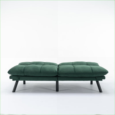 Sofa Beds | Modern 2 Seater Convertible Folding Sleeper for Small Apartments, 800 lbs Capacity | Emerald | Upholstered