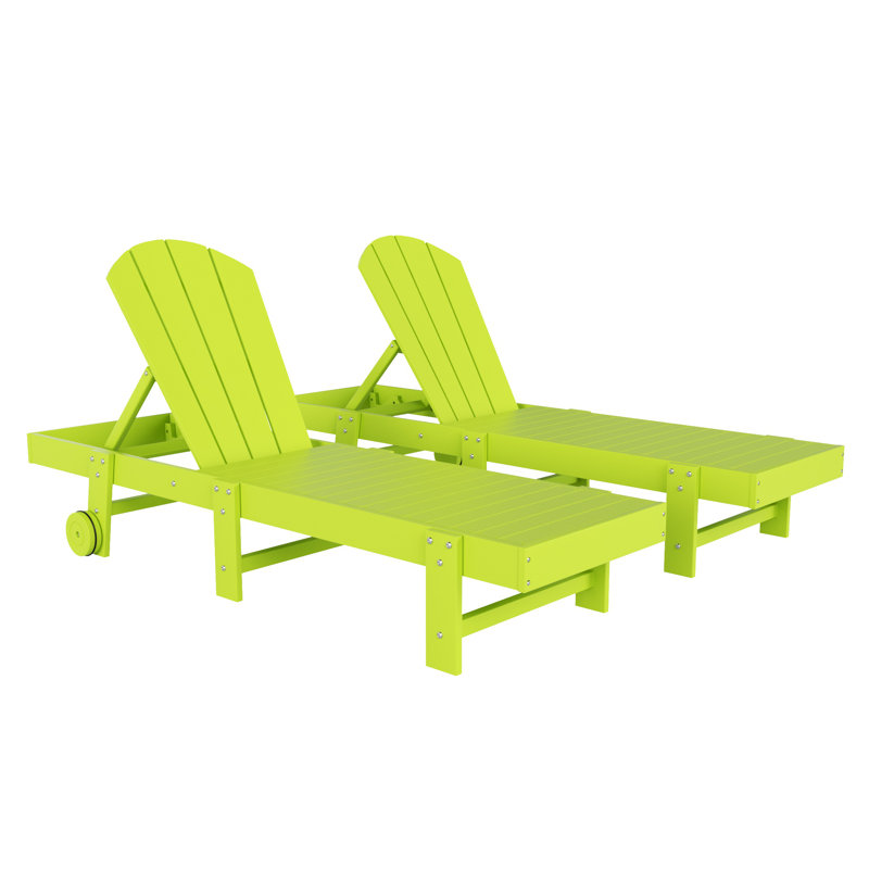 Ensemble de chaises longues inclinables extérieures en poly Lagune, Lime