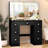 Vanity Table Set With Large LED Lights And Mirror, 3 Color Modes, Black Vanity Desk With 7 Drawers
