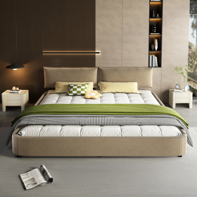 Très grande base de lit avec très grande tête de lit amovible rembourrée et lit tapissier