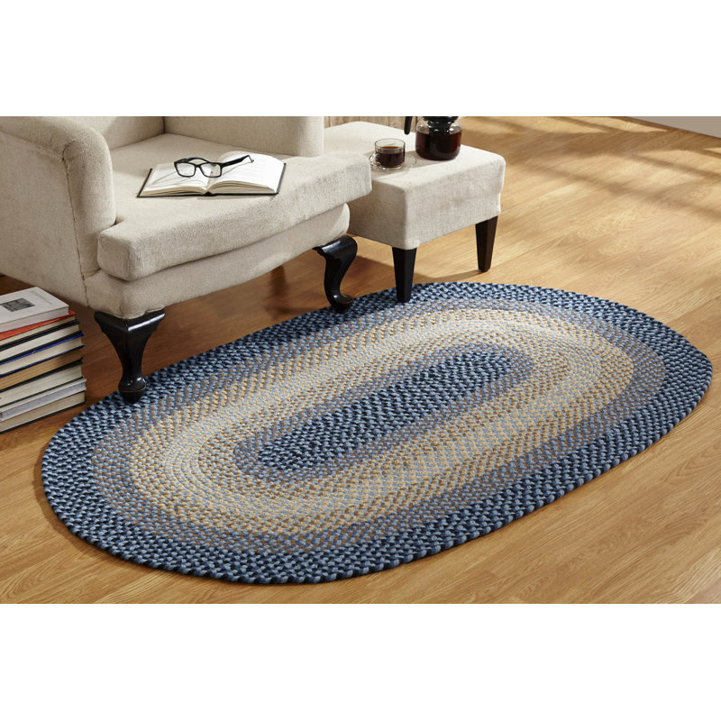 Monnie Geometric Reversible Braided Indoor Farmhouse Area Rugs, 20" x 30" Oval
