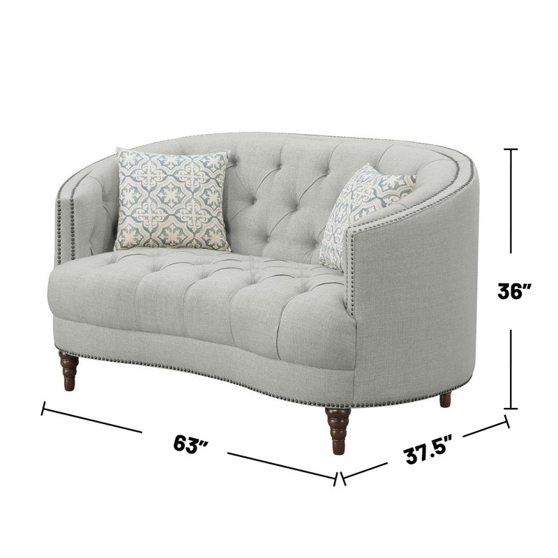 Sherrard Upholstered 63'' Loveseat, Brown, Grey Polyester
