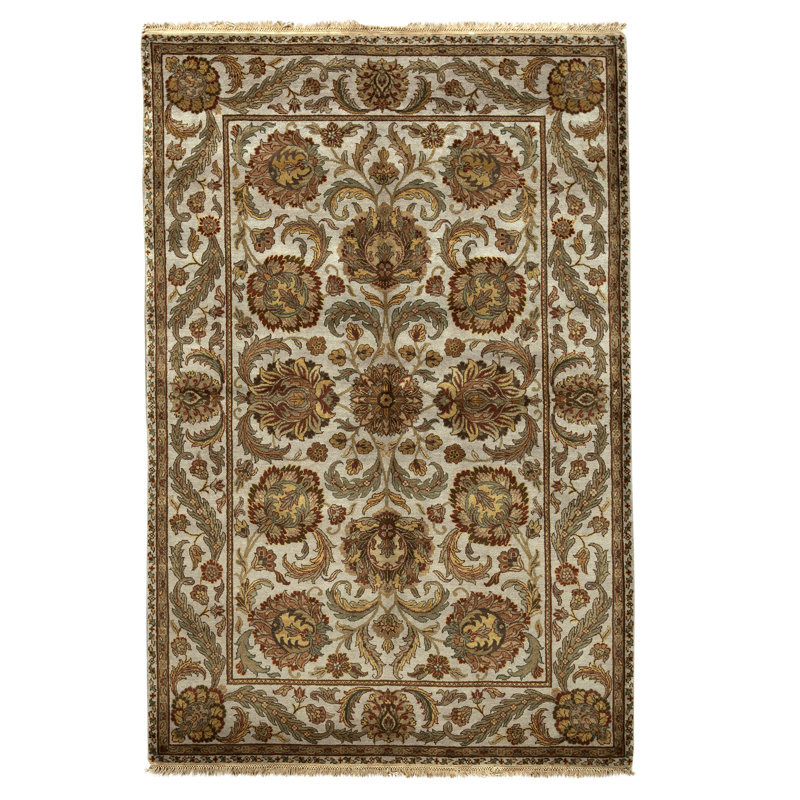 Hand Knotted Wool Oriental Area Rug in Grey