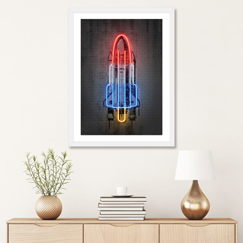 «Rocket» - Imprimé, H 32 po x l 24 po x P 1 po, Papier beaux-arts encadré blanc