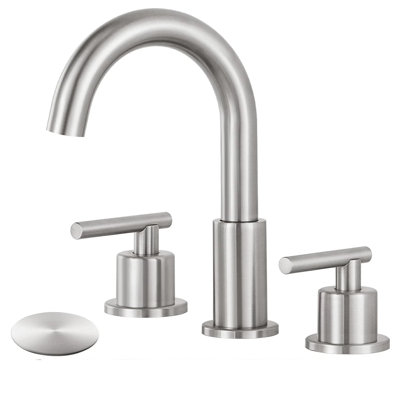 Brushed Nickel Vanity Bathroom Faucet 3 Holes Widespread 2 Handle Sink Mixer Tap