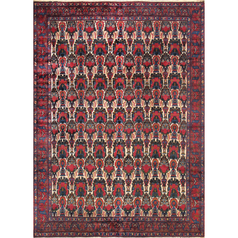 One-of-a-Kind Afshar Floral Hand-Knotted 8' 7" X 11' 8" Wool Multi Area Rug