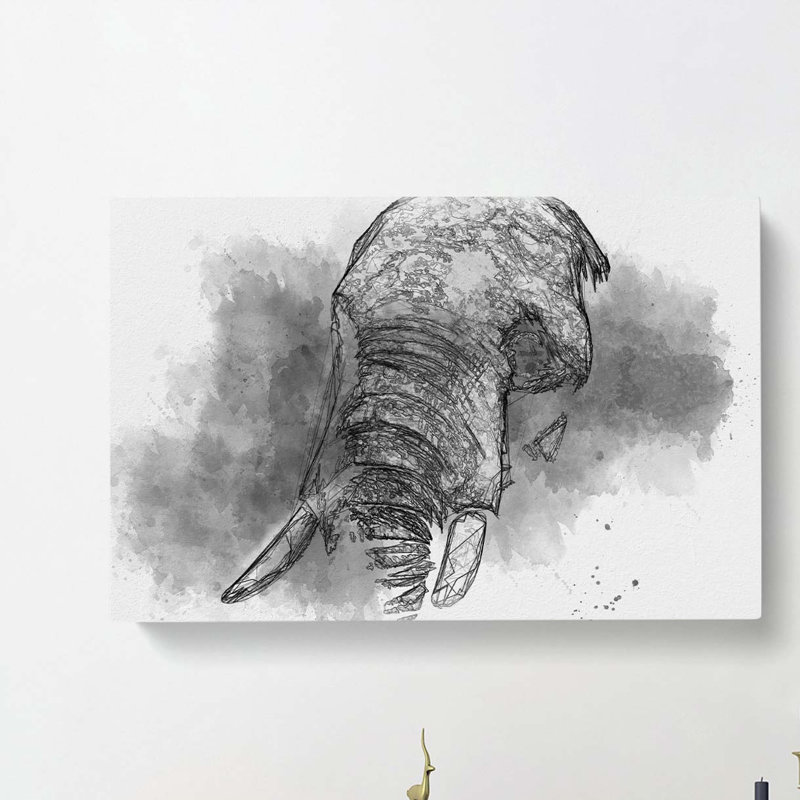 African Elephant in Abstract - Wrapped Canvas, 60cm H x 91cm W x 3cm D