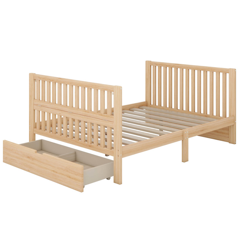 Lit de bébé convertible / lit double avec tiroirs Leya, Naturel