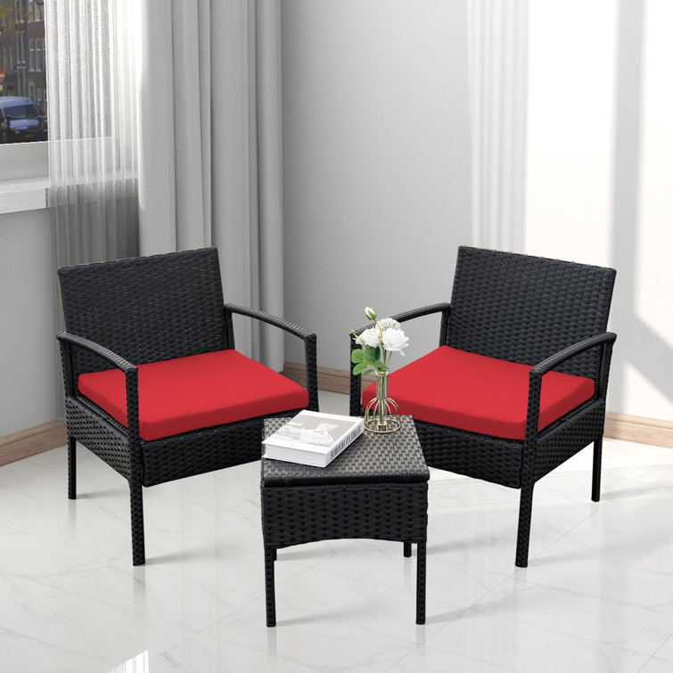 Ensemble de table bistro en rotin pour 2 personnes avec table et coussins