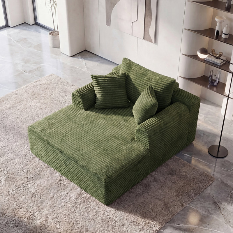 Méridienne intérieure de 50 po surdimensionnée, canapé-lit en velours côtelé désossé, canapé-lit à siège profond, fauteuils de lecture, canapés en nuage pour le salon, aucun assemblage requis