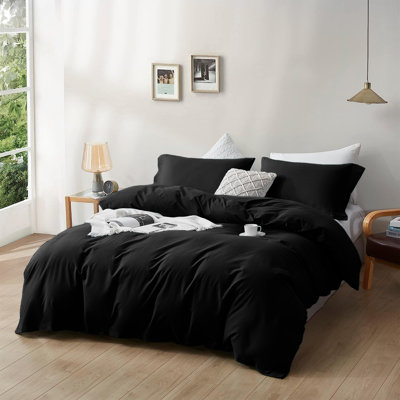  Ensemble de housse de couette réversible ultra douce en microfibre 200 TC avec taies d'oreiller