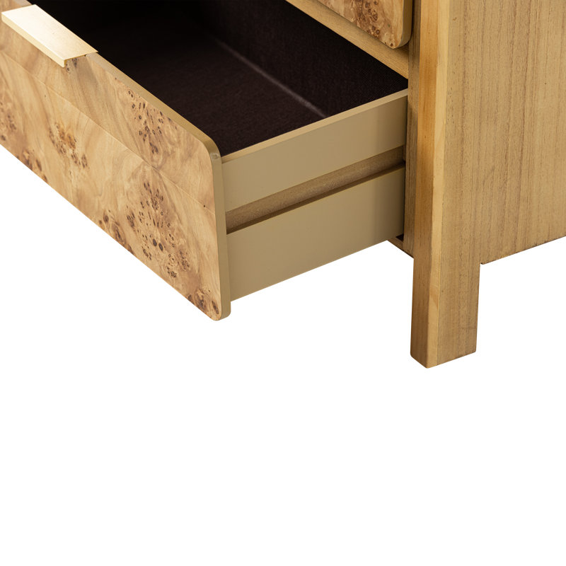 Manish 2 Drawer Nightstand With Charging Station, Natural