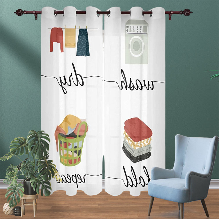 Ebern Designs Kyriako Polyester Semi-Sheer Curtain Pair | Wayfair