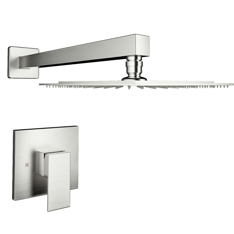 Robinet de douche mural en nickel brossé - Laiton, valve incluse