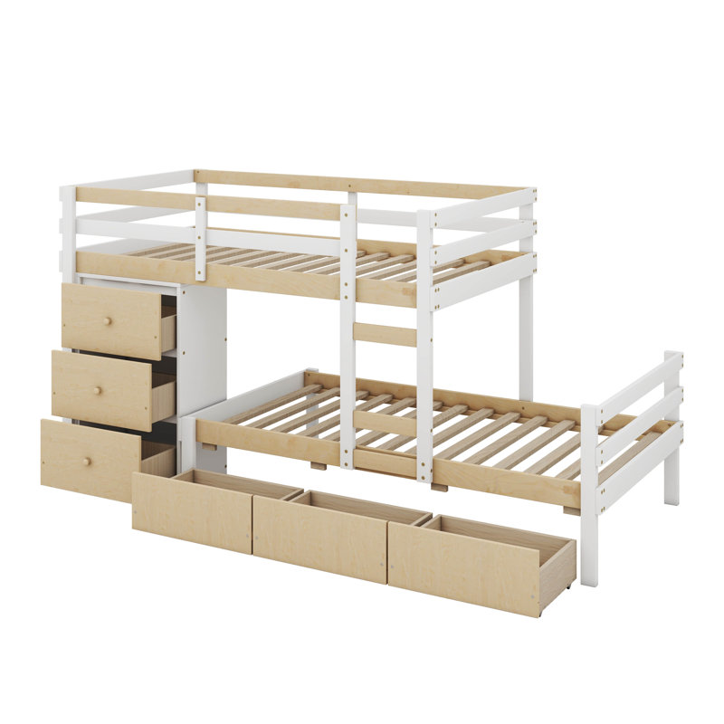 Lit superposé simple au-dessus de simple avec tiroirs Sanna Kids, Naturel