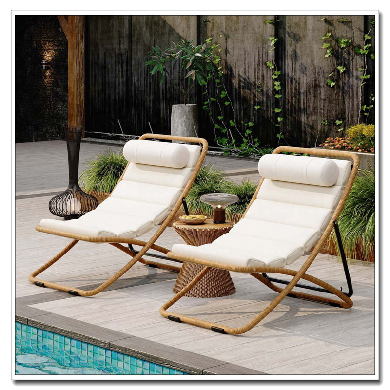 Chaise pliante d'extérieur 2 pièces, Jaune