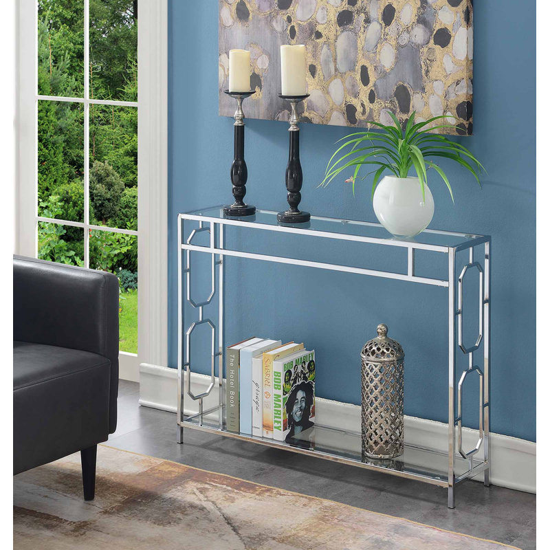 Gobert 42'' Glass Top Console Table, 30" H x 42" W x 9.25" D