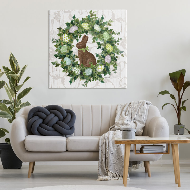 «Spring Spring Egg Wreath», art mural sur toile par Annie Lapoint, H 36 po x l 36 po