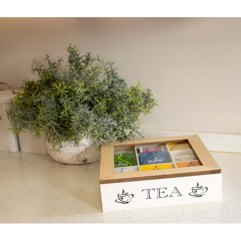 Gelsey 9 Compartment Tea Organiser Box, White