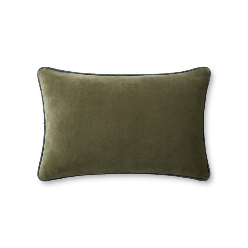 Chris Loves Julia x Loloi Reversible Liza Pillow, Green, 16"H x 26"W, Polyester