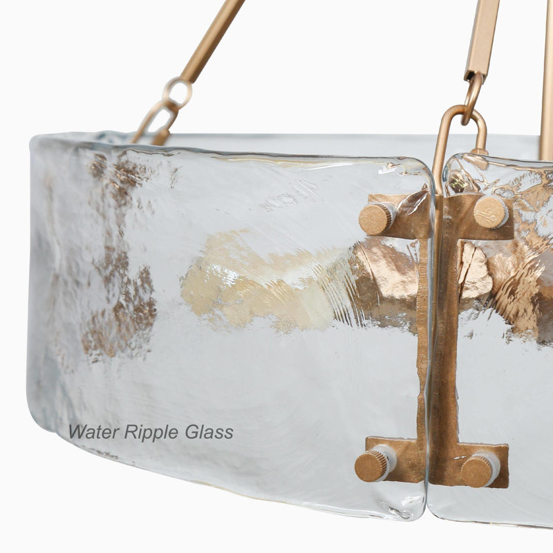Lustre cylindrique moderne à 4 lumières avec verre texturé Hanstelmut (1 ensemble)