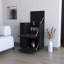 Chariot-bar noir polyvalent pour recevoir avec forme et roues rectangulaires élégantes pour la cuisine