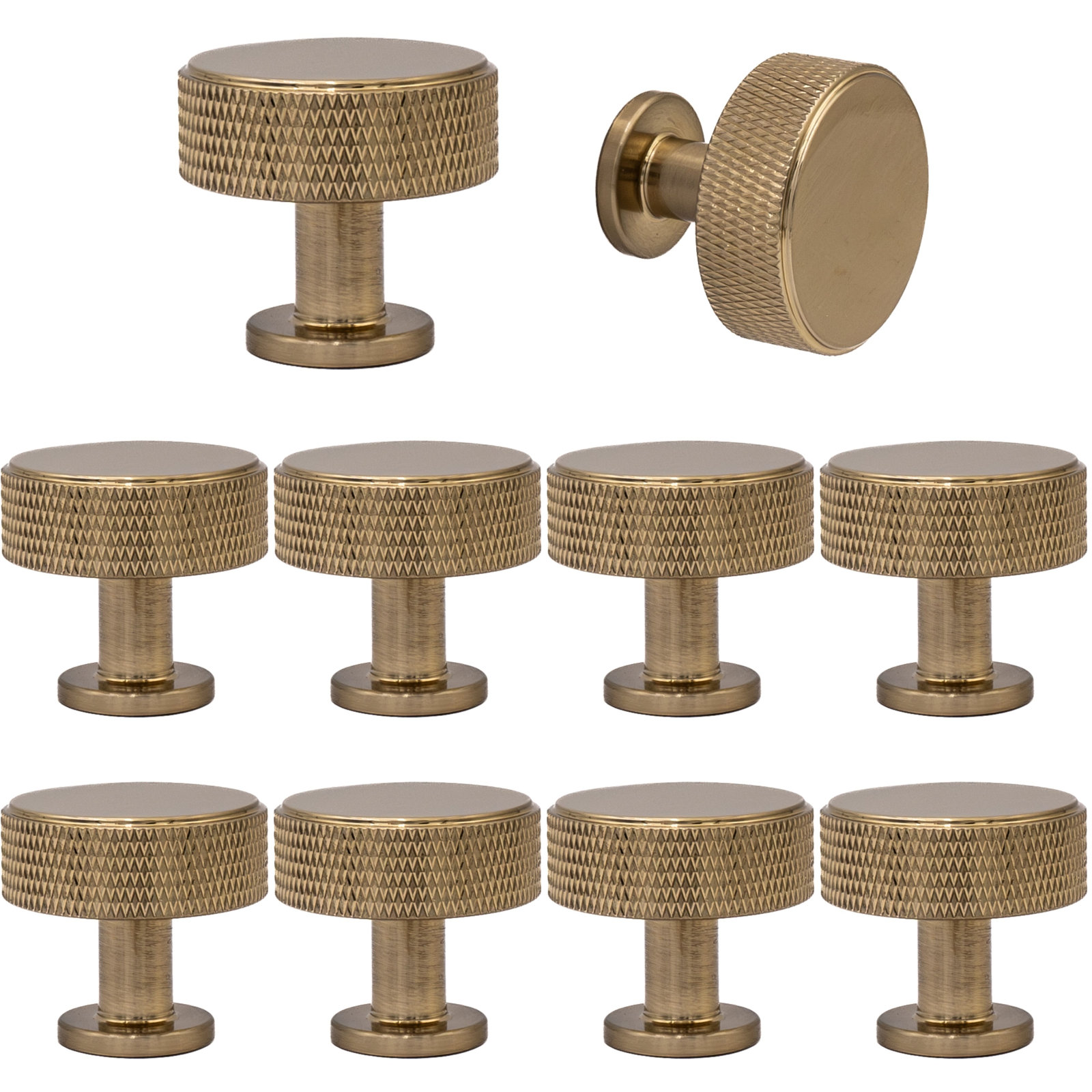 Kent Round Cabinet Knob, Satin Brass, 1.375"