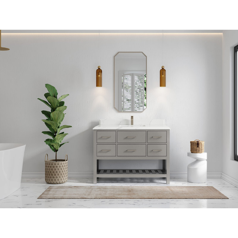 Parker 48'' Single Bathroom Vanity with Top, Calacatta Laza