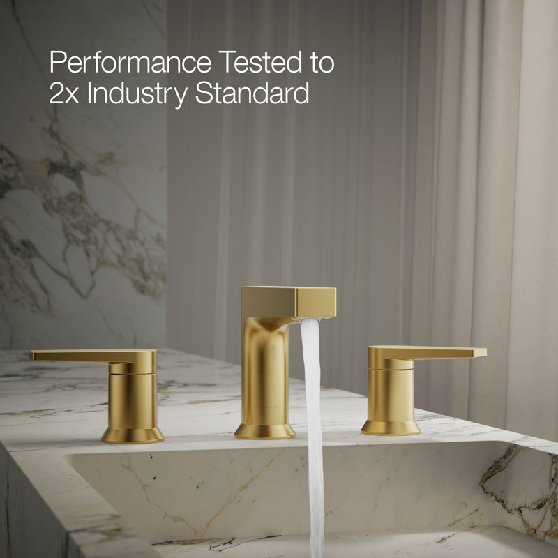 Tautwidespread Bathroom Sink Faucet, 1.2 Gpm, Brushed Brass