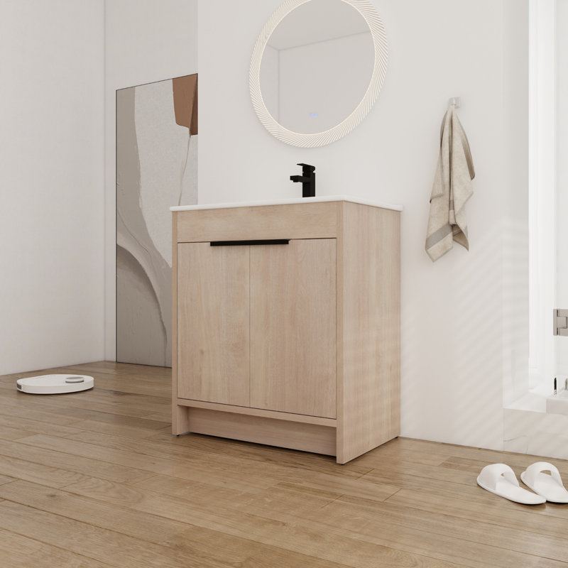 Meuble-lavabo simple avec plateau 30,34 po Randallstown, Chêne clair