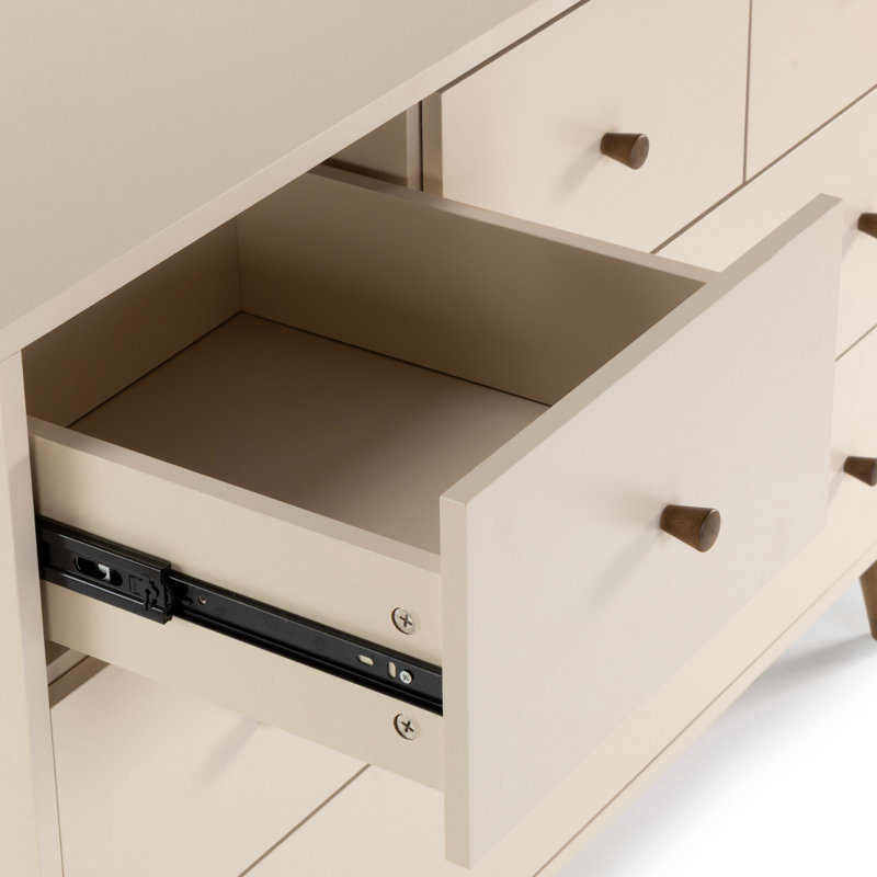 Austin 5-drawer Dresser, White/natural, Almond Milk/Walnut