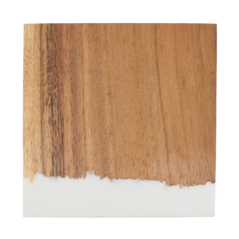 Branwen Glass Coasters with Wood and Resin Design (Set Of 4)
