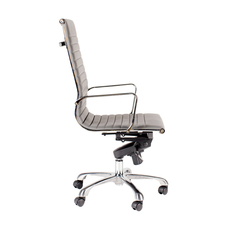 Studio Swivel Office Chair, Grey Faux Leather