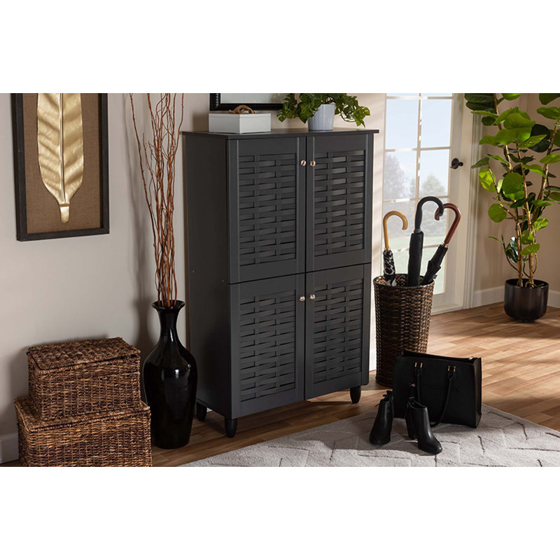 Acadia 18 Pair Shoe Storage Cabinet, Dark Gray