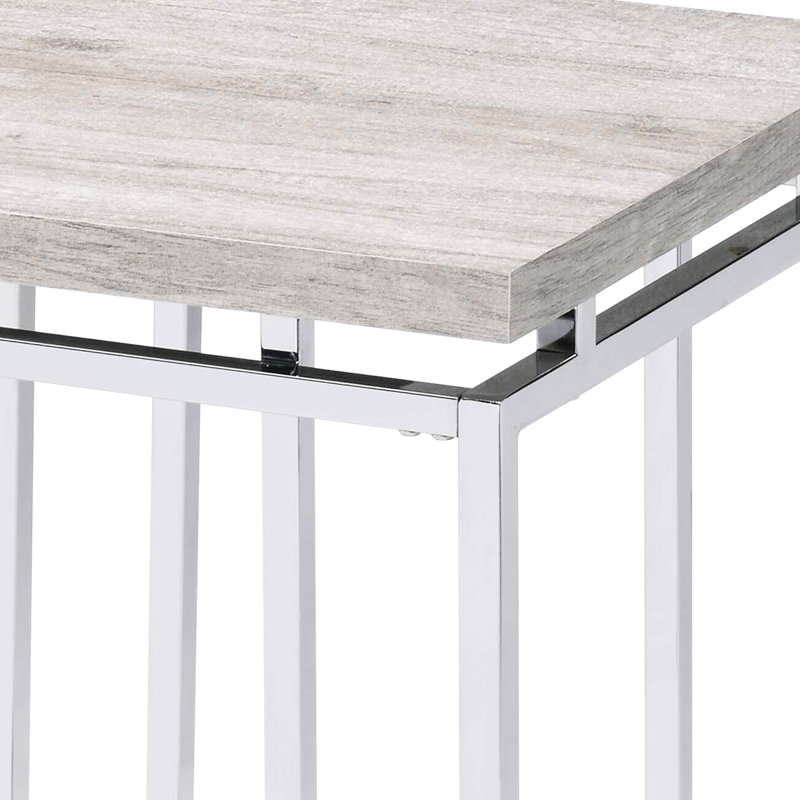 Table de bout en chêne naturel et base en métal pour salon moderne avec construction