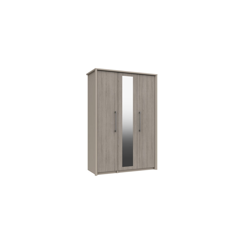 Wyman 3 Door Manufactured Wood Wardrobe, Fired Earth/Grey Oak