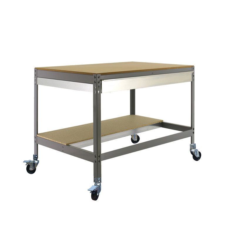 Wood Top Workbench with Wheels, 91.7cm H x 121cm W x 76cm D