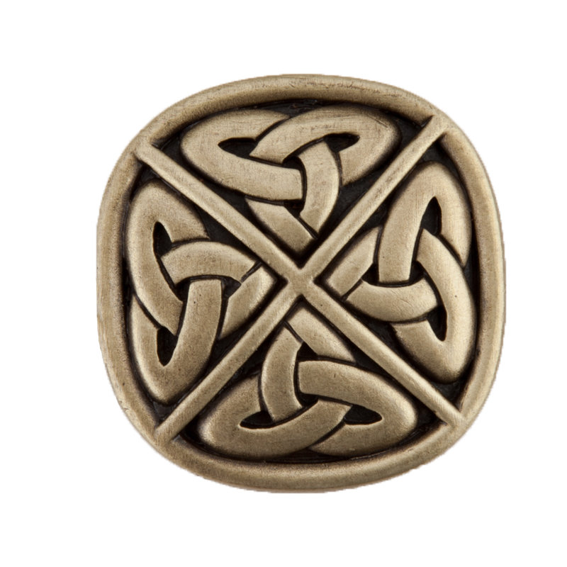 Celtic Square Cabinet Knob, Antique Brass