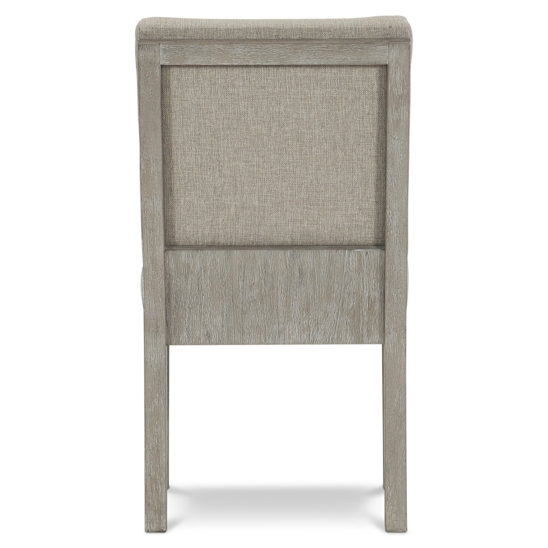 Gray Linen Upholstered Parsons Side Chair with Wood Frame