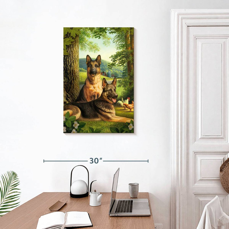 Brampt German Shepherds And Chickens, 30" H x 20" W