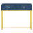 Modern console table with two storage drawers & stripe design, sleek entryway sofa table for living room & hallway, navy
