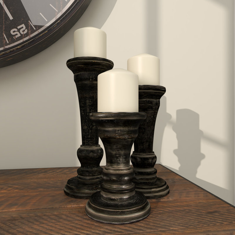 10'' H Wood Tabletop Candlestick
