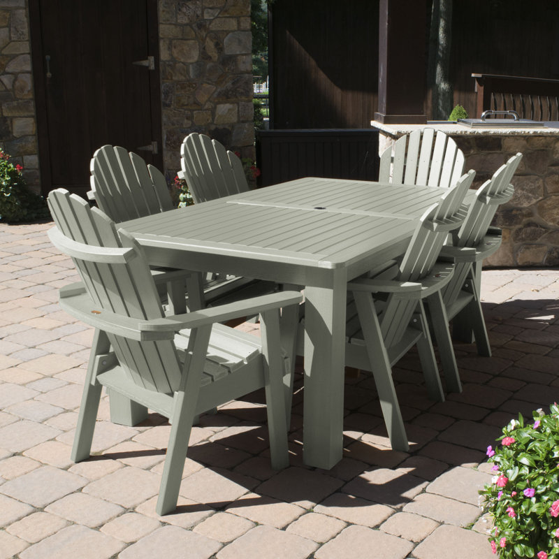 Macias 6 - Person Patio Dining Set with Rectangular Table, Eucalyptus, 30'' H x 42'' W x 72" L