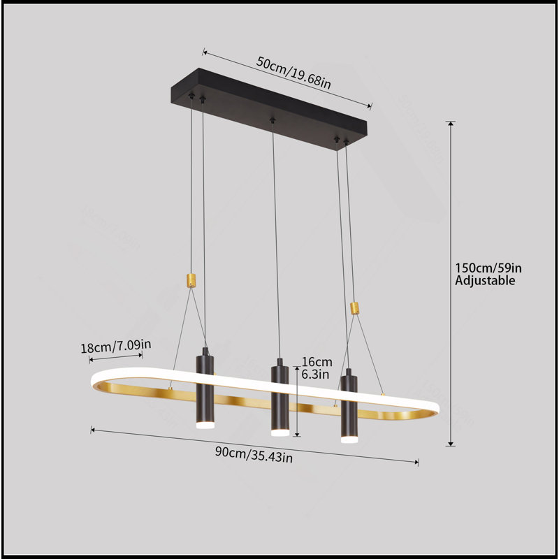 4 - Light Black/Gold Dimmable LED Pendant Light[No Bulb]
