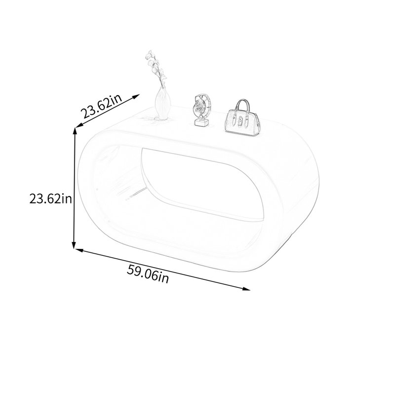 Table de présentation blanche minimaliste, H 23,62 po x l 59,06 po x P 23,62 po
