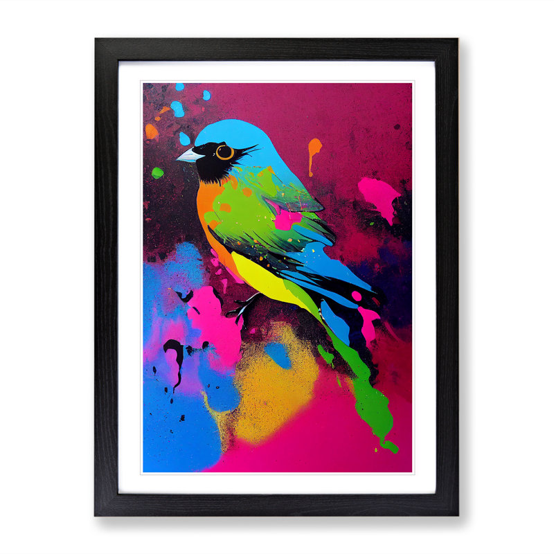Bird Splash No.2 - Wall Art, Black Framed, 66cm H x 48cm W x 2cm D, White