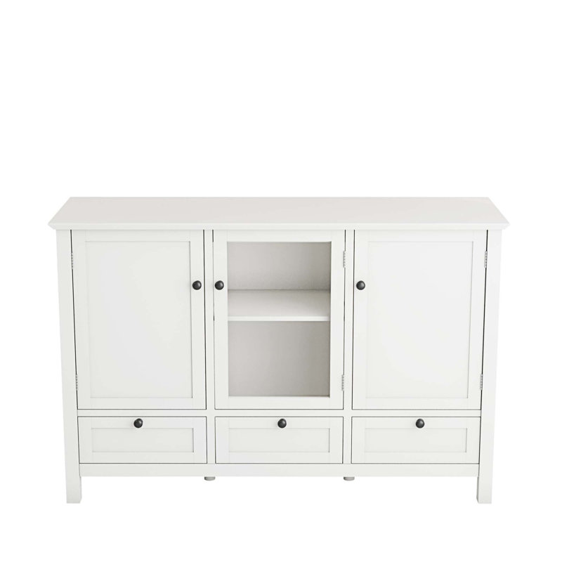 Buffet console moderne avec 2 portes et 3 tiroirs Accent Cabinet, Blanc