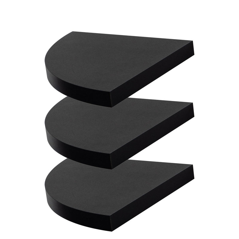 Harbour Housewares - Modern Floating Corner Wall Shelves, Black, 4cm H x 25cm W x 25cm D