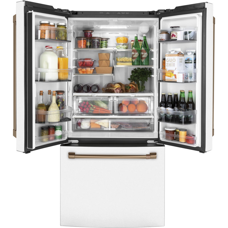 CAFÉ™ ENERGY STAR 18.6 Cu. Ft. Counter-Depth French-Door Refrigerator, Matte White/Brushed Bronze