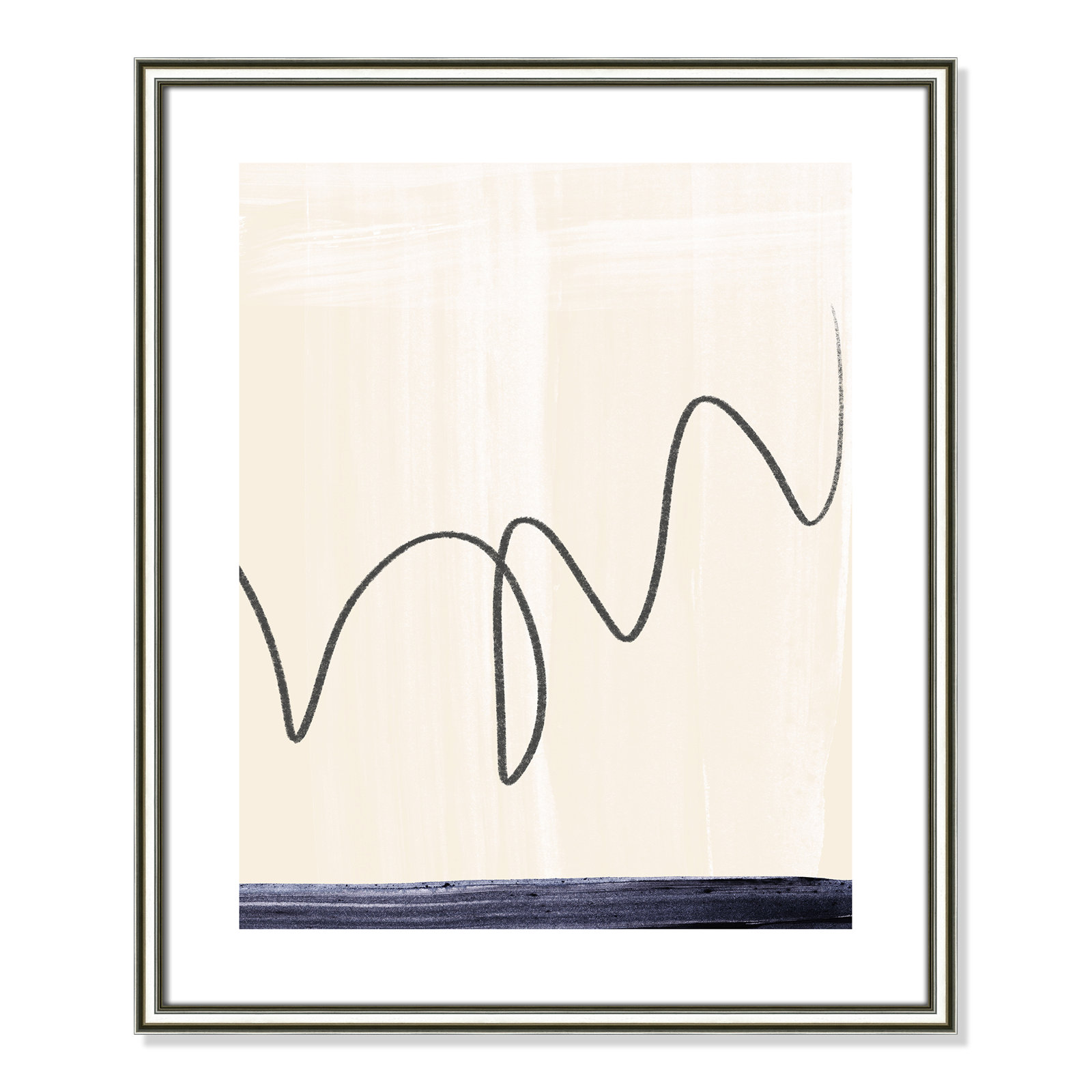 Tigerlily "Departured II" Painting, Silver Framed Paper, 26.75" H x 22.75" W x 0.88" D